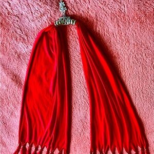 Elegant Red Scarf with Silver Accents